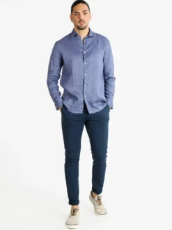 Coveri Collection Camicia regular da uomo in lino con taschino