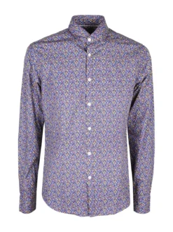Coveri Collection Camicia uomo fiorata a maniche lunghe semi slim fit