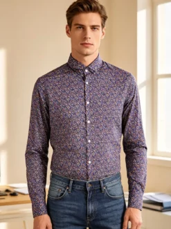 Coveri Collection Camicia uomo fiorata a maniche lunghe semi slim fit