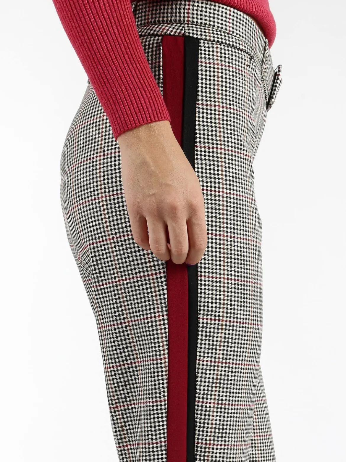Coveri Collection Pantaloni pied de poule con strisce laterali