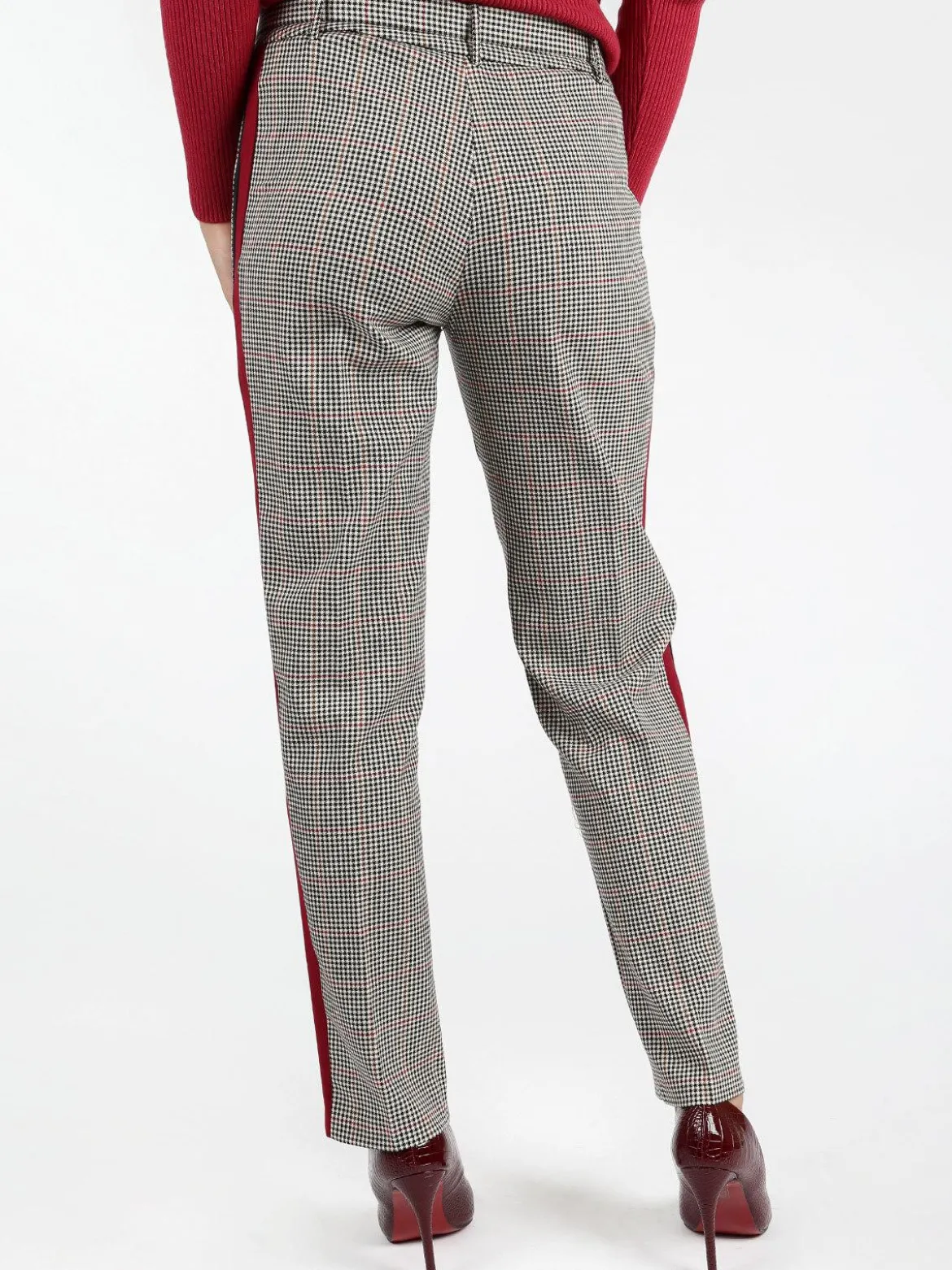 Coveri Collection Pantaloni pied de poule con strisce laterali