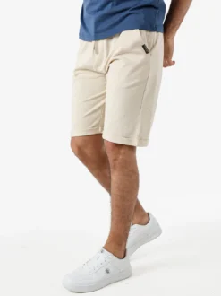 Coveri Moving Bermuda da uomo in cotone con coulisse e risvolti sul finale - beige