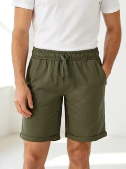 Coveri Moving Bermuda da uomo in cotone con coulisse e risvolti sul finale - militare