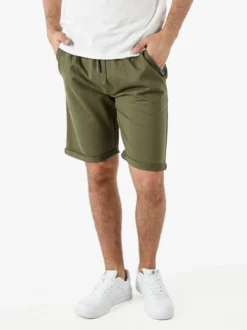 Coveri Moving Bermuda da uomo in cotone con coulisse e risvolti sul finale - militare