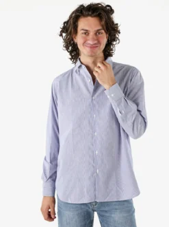 Coveri Moving Camicia da uomo in cotone regular fit con stampa a righe strette e maniche lunghe - blu