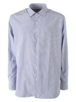 Coveri Moving Camicia da uomo in cotone regular fit con stampa a righe strette e maniche lunghe - blu