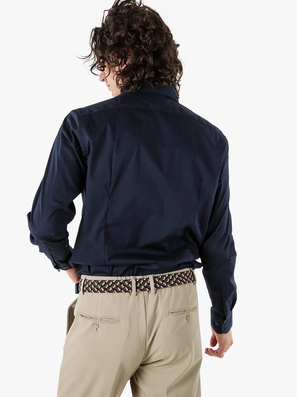 Coveri Moving Camicia da uomo slim fit in cotone a maniche lunghe - blu scuro
