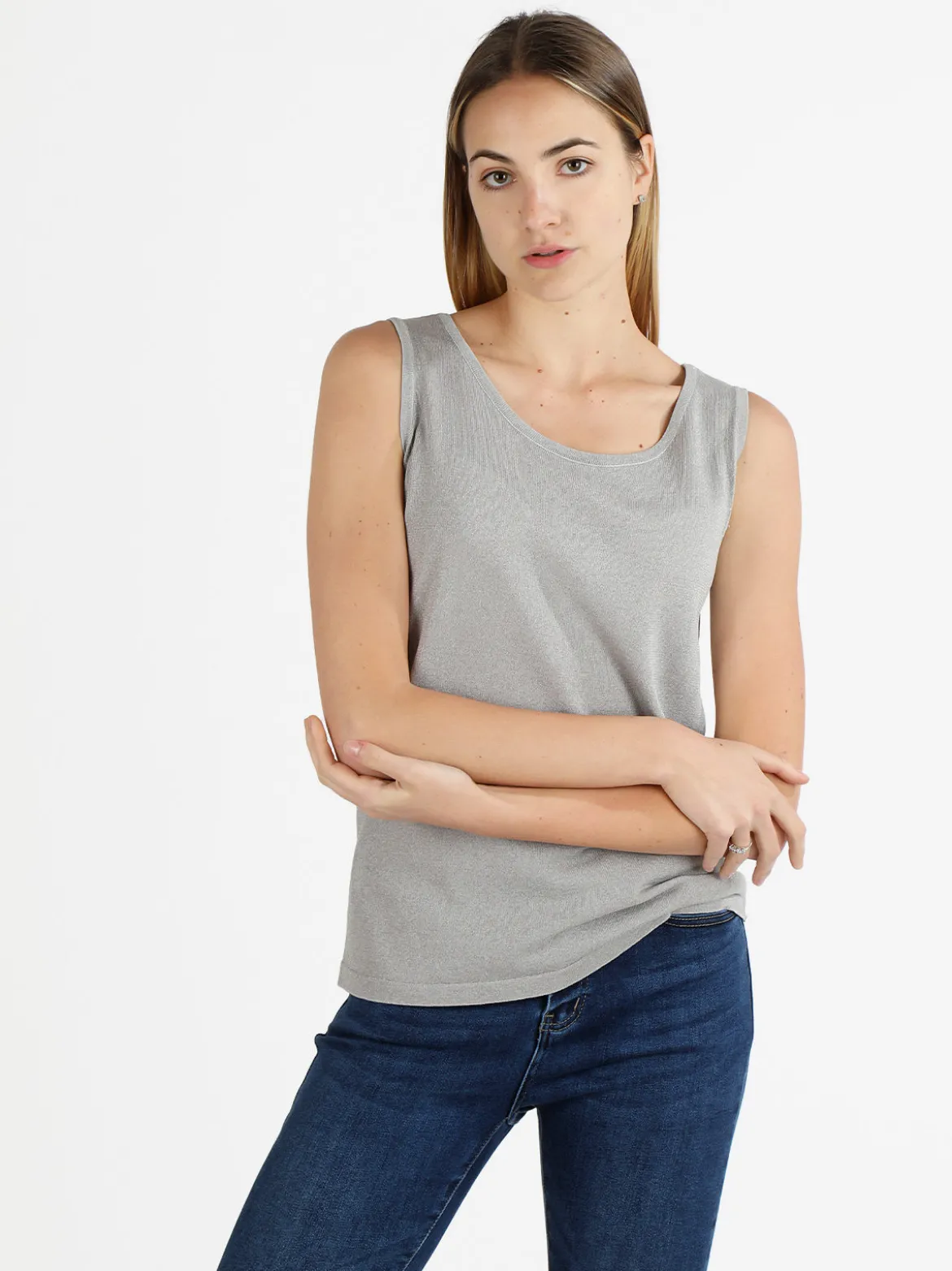 Coveri Moving Canotta donna in lurex con scollo tondo