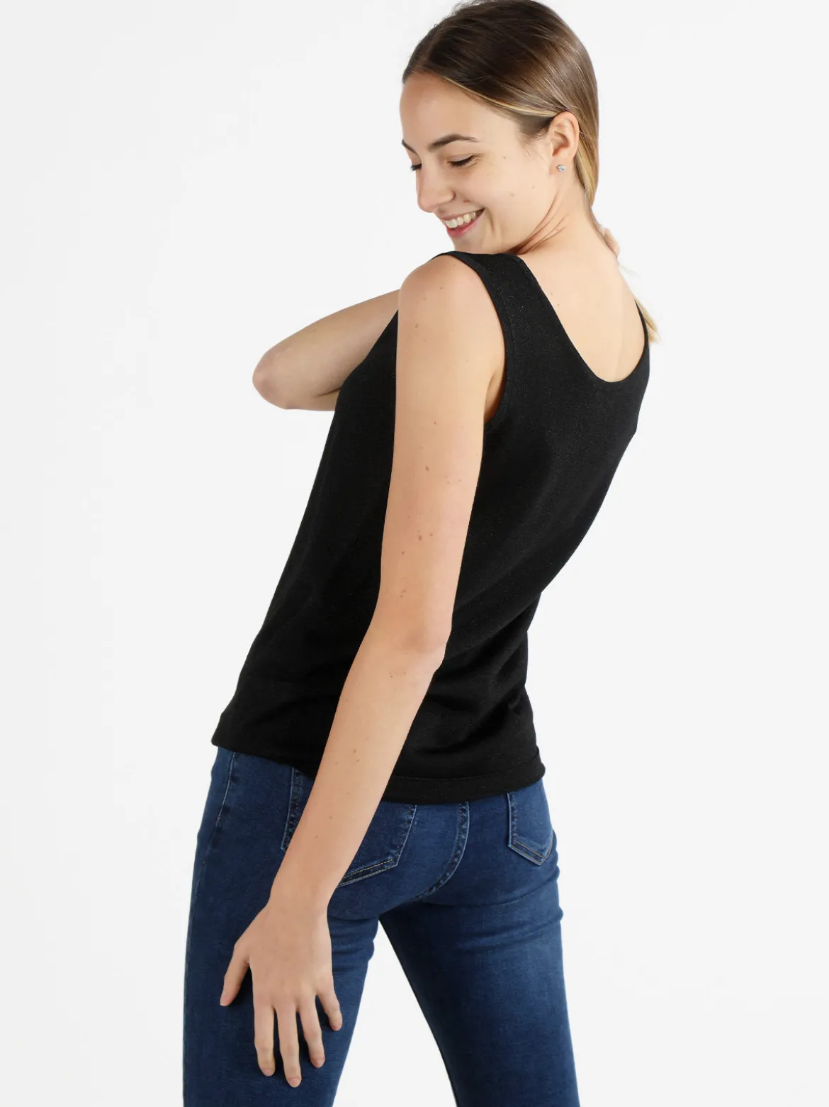 Coveri Moving Canotta donna in lurex con scollo tondo
