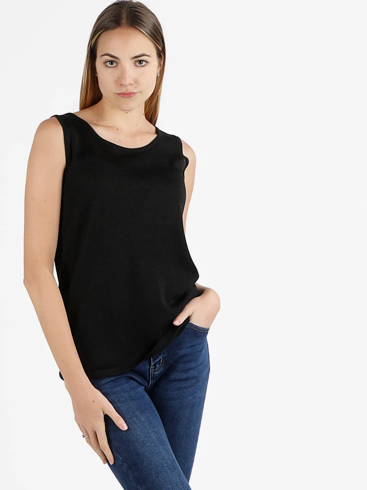 Coveri Moving Canotta donna in lurex con scollo tondo
