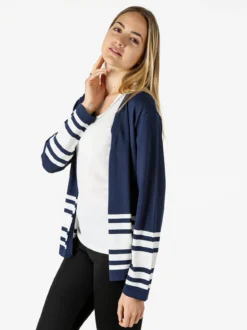 Coveri Moving Cardigan donna in maglia con stampa a righe sul finale - blu scuro