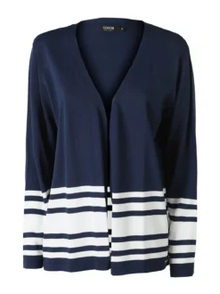 Coveri Moving Cardigan donna in maglia con stampa a righe sul finale - blu scuro