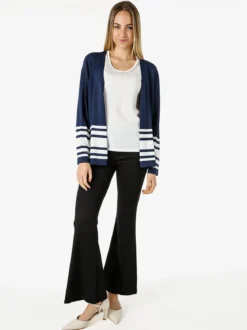 Coveri Moving Cardigan donna in maglia con stampa a righe sul finale - blu scuro