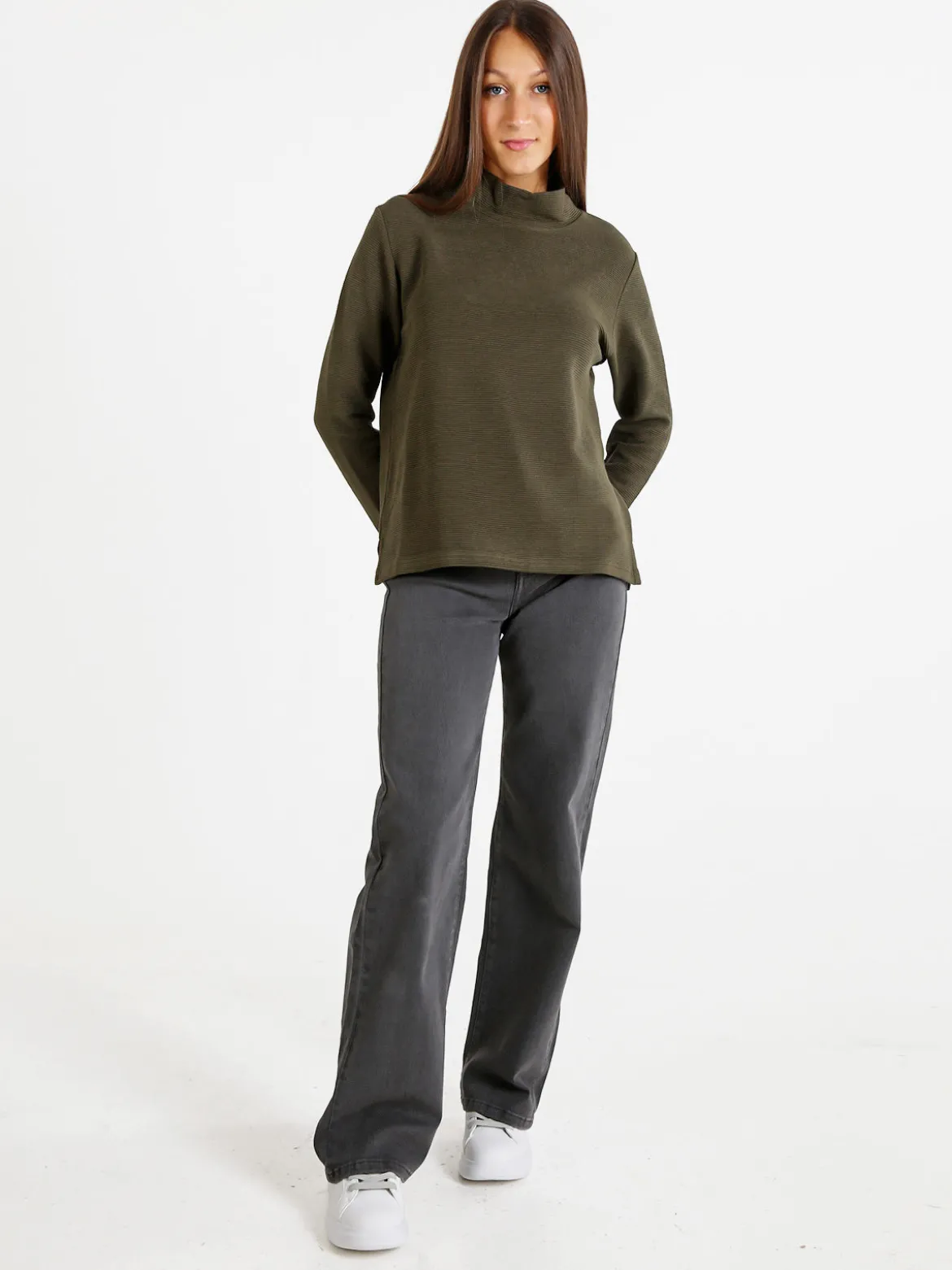 Coveri Moving Maglia donna a maniche lunghe accollata - militare