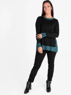 Coveri Moving Maglia donna girocollo in contrasto colore con spacchi laterali