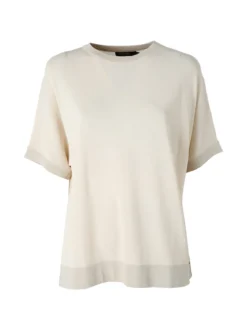 Coveri Moving Maglia girocollo da donna a maniche corte con dettagli lurex - beige