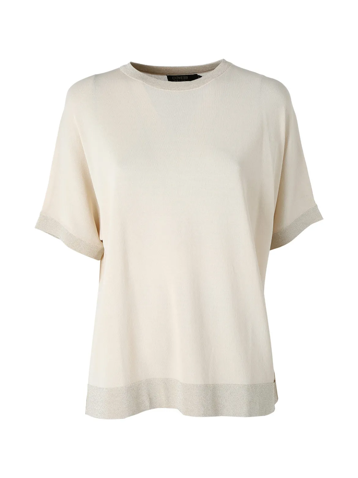 Coveri Moving Maglia girocollo da donna a maniche corte con dettagli lurex - beige