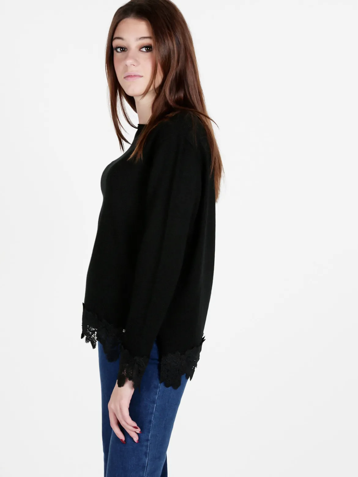 Coveri Moving Maglia girocollo da donna con dettagli in pizzo