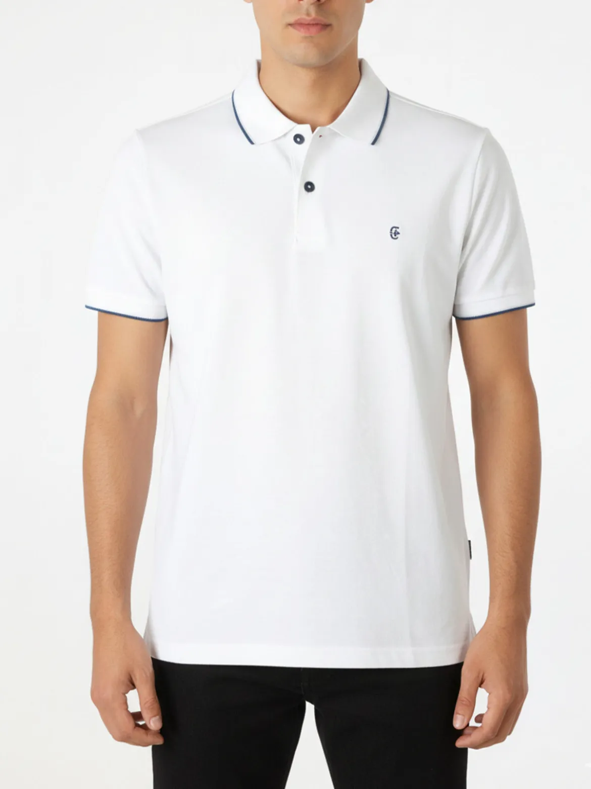 Coveri Moving Polo da uomo in cotone a maniche corte - bianco