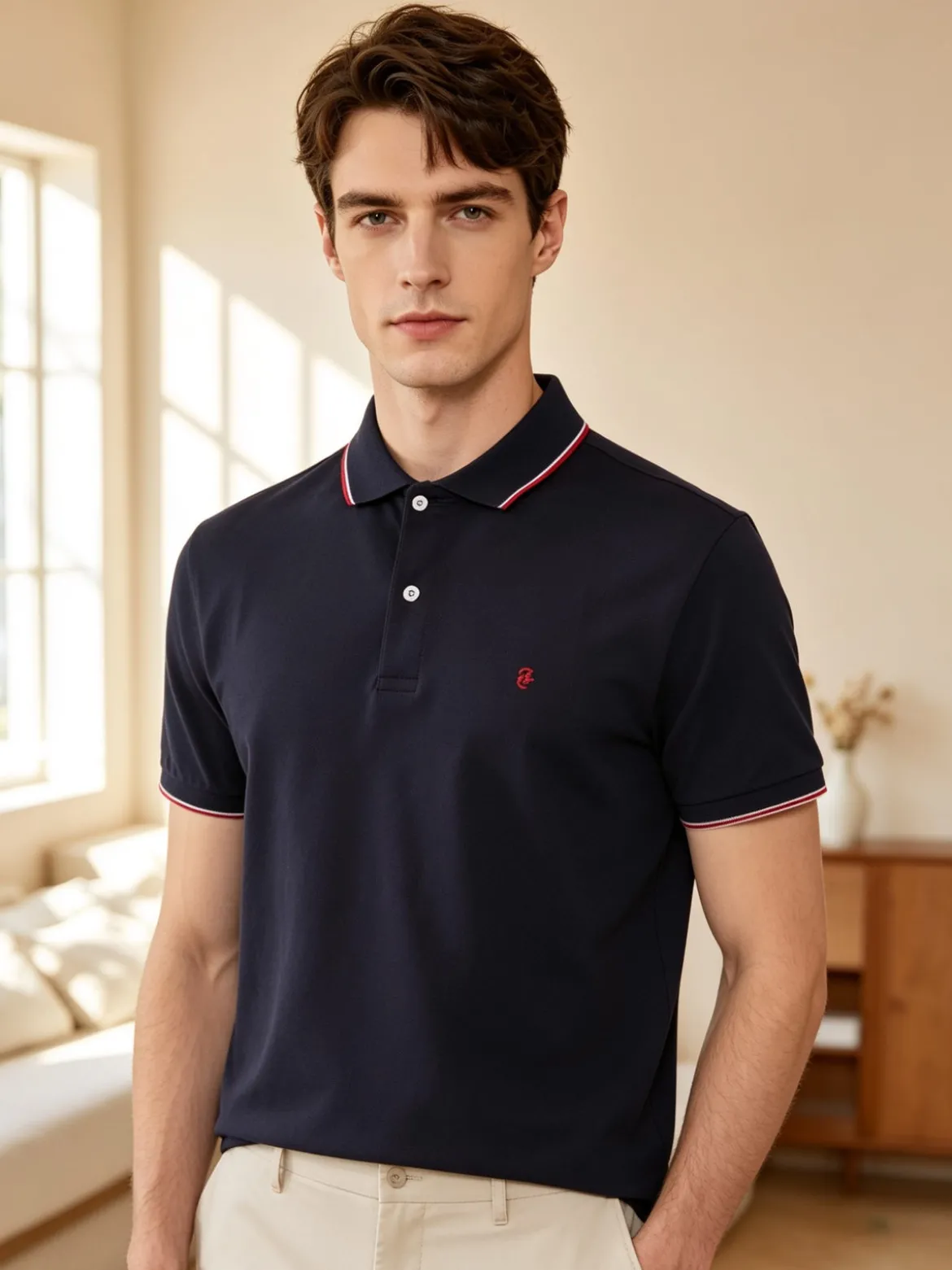 Coveri Moving Polo da uomo in cotone a maniche corte - blu scuro