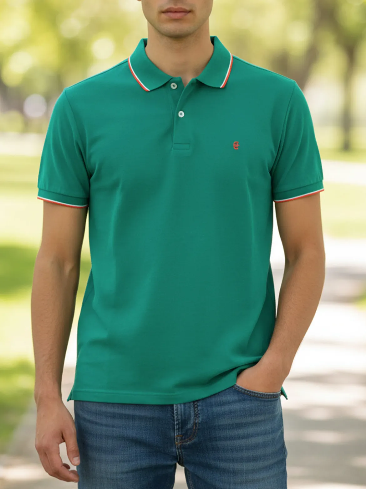 Coveri Moving Polo da uomo in cotone a maniche corte - verde