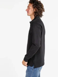 Coveri Moving Polo da uomo in cotone a maniche lunghe - nero