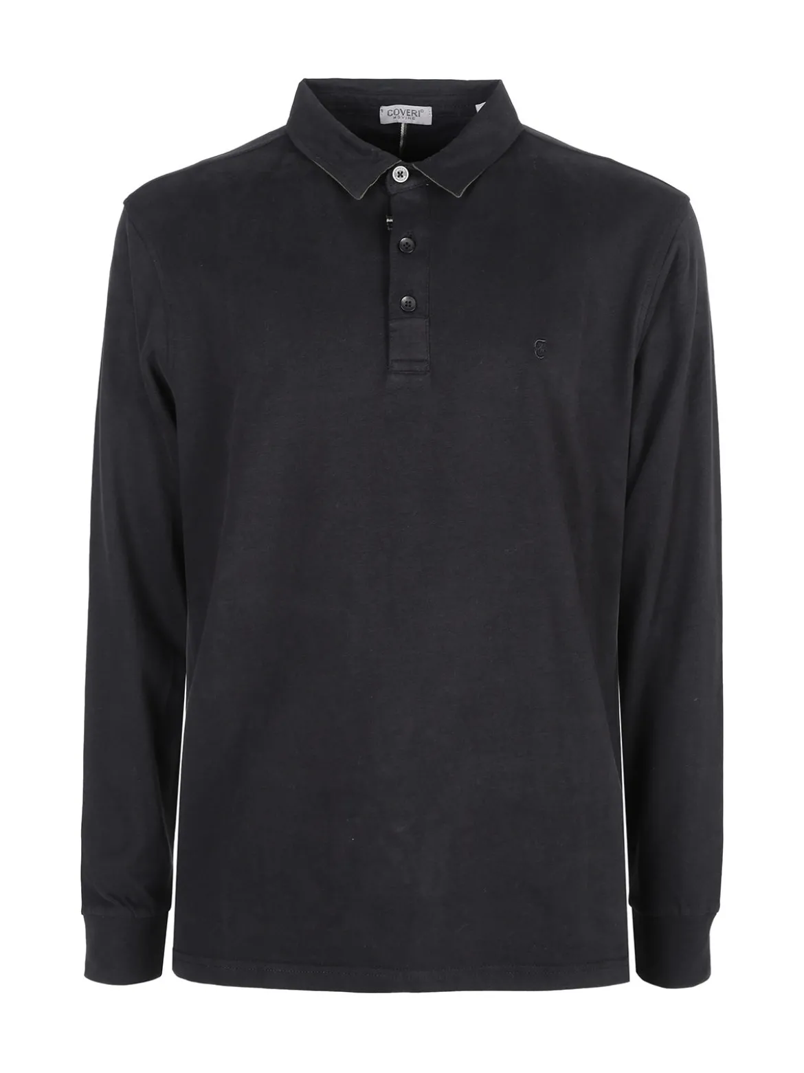 Coveri Moving Polo da uomo in cotone a maniche lunghe - nero