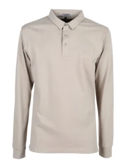 Coveri Moving Polo da uomo in cotone a maniche lunghe - sabbia