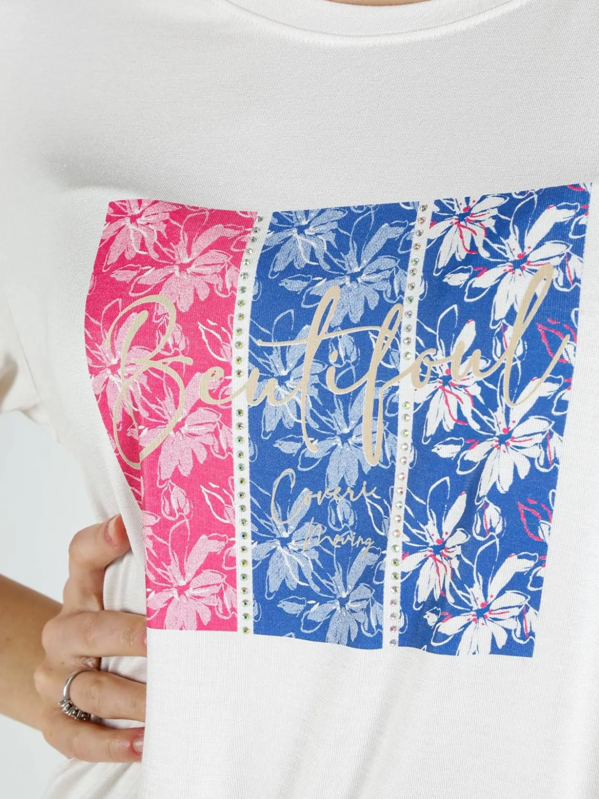Coveri Moving T-shirt da donna con stampa e strass