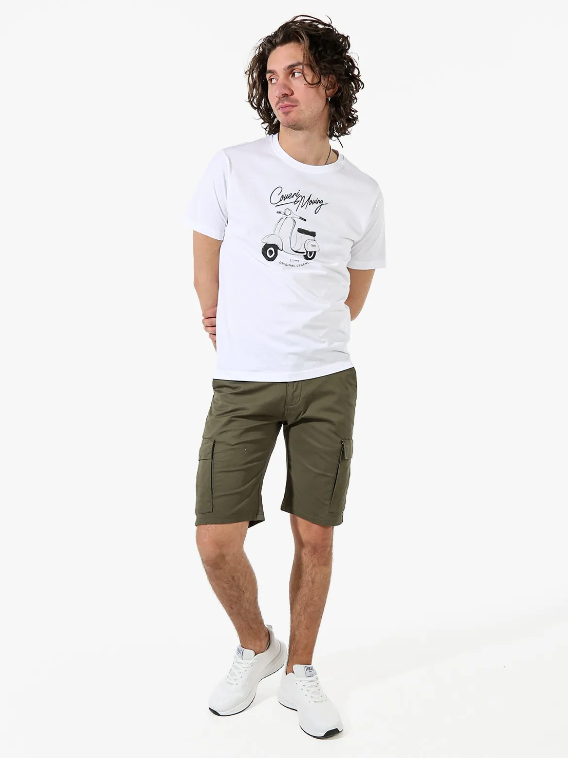 Coveri Moving T-shirt da uomo in cotone con stampa - bianco