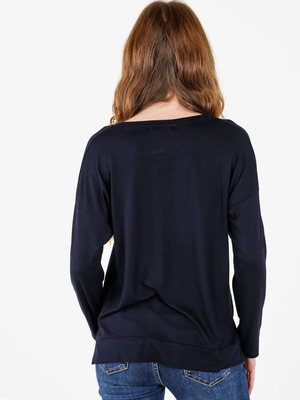 Coveri Moving T-shirt donna a maniche lunghe con strass - blu scuro