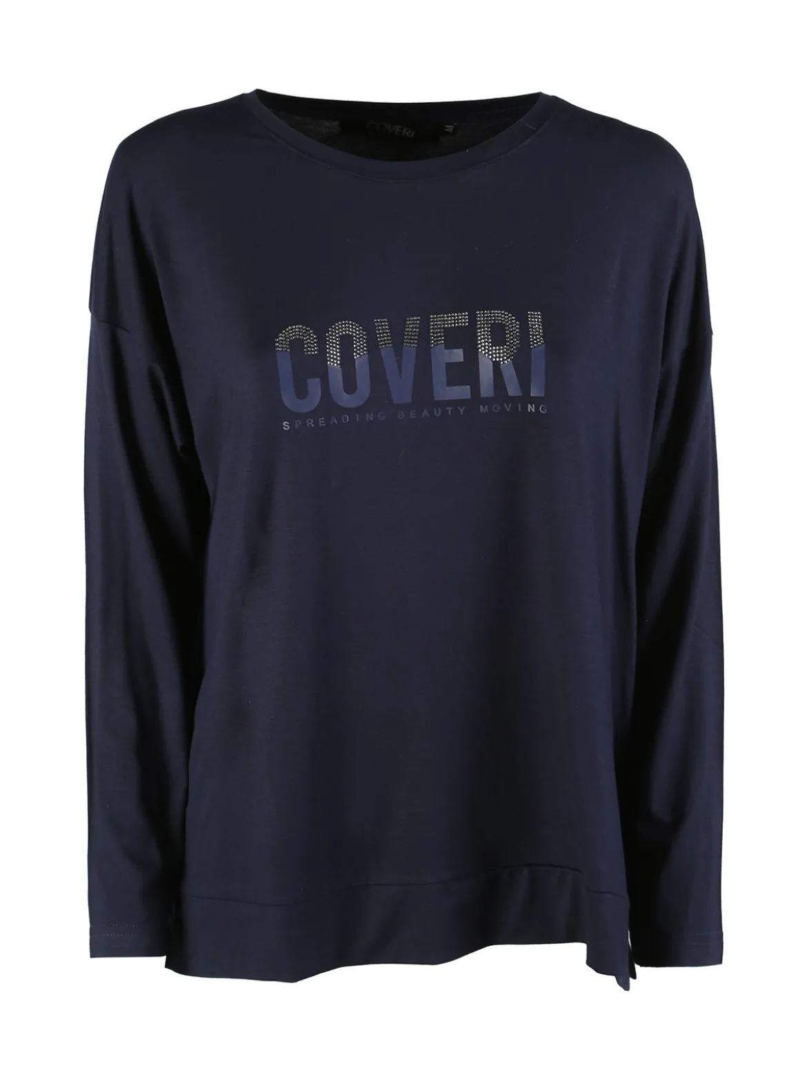 Coveri Moving T-shirt donna a maniche lunghe con strass - blu scuro