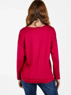Coveri Moving T-shirt donna a maniche lunghe con strass - fucsia