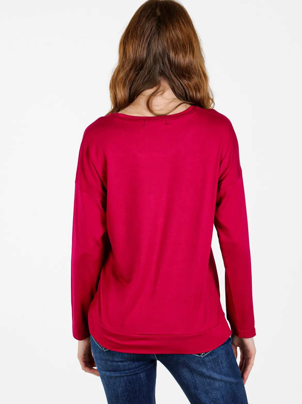 Coveri Moving T-shirt donna a maniche lunghe con strass - fucsia