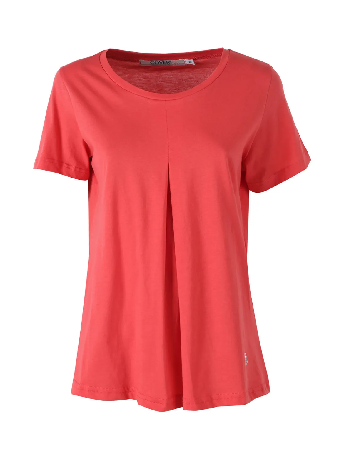Coveri Moving T-shirt donna in cotone con logo di strass - corallo