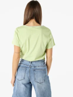 Coveri Moving T-shirt donna in cotone con strass - acqua marina