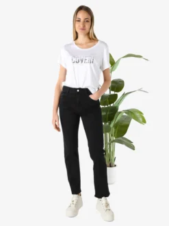 Coveri Moving T-shirt donna in viscosa con strass - bianco
