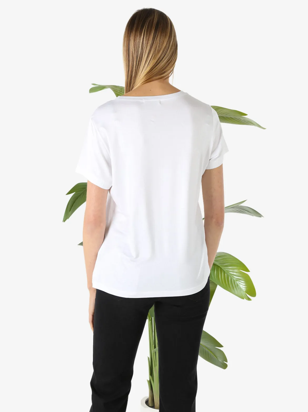 Coveri Moving T-shirt donna in viscosa con strass - bianco