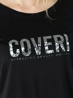 Coveri Moving T-shirt donna in viscosa con strass - nero