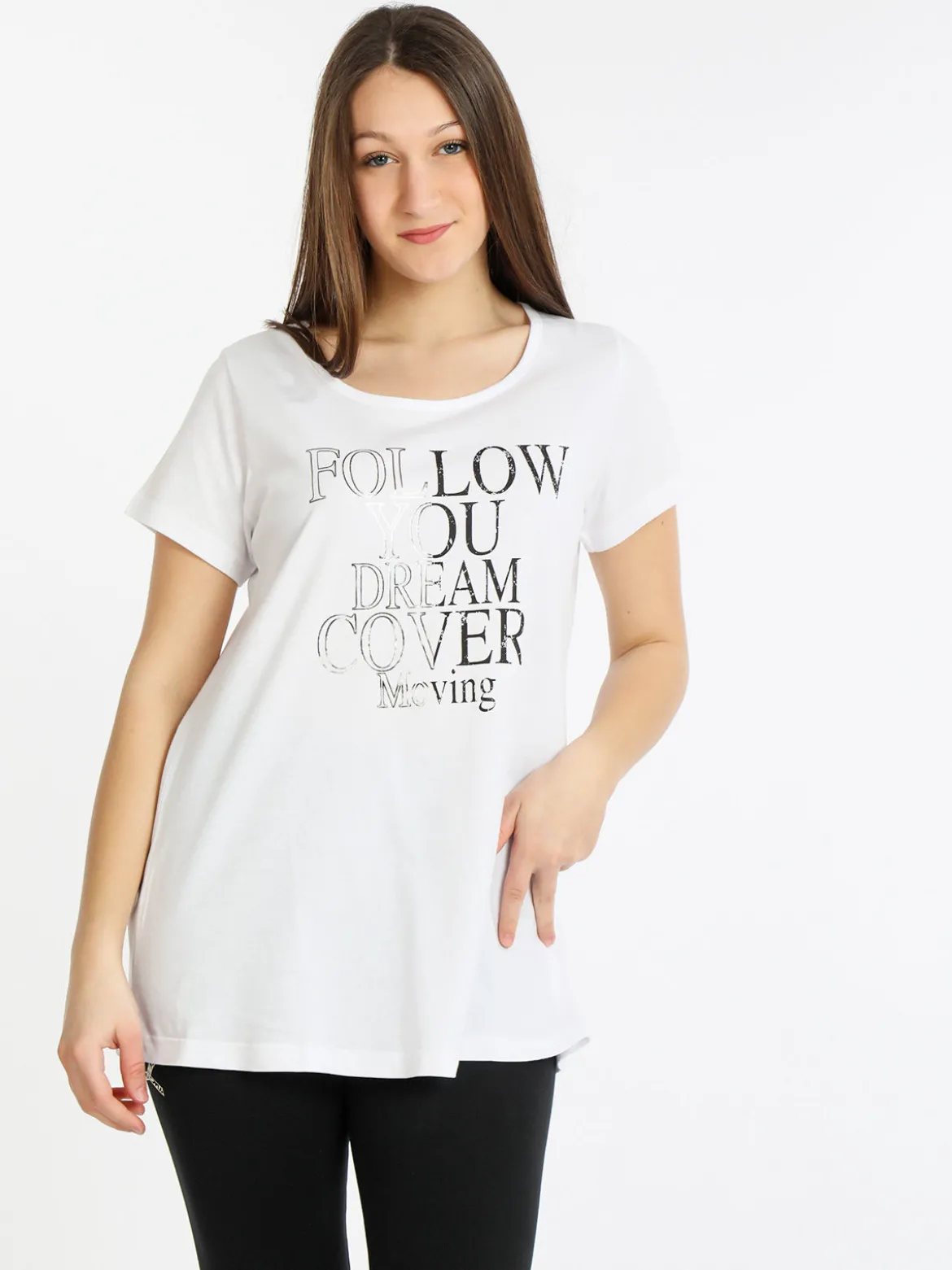 Coveri Moving T-shirt manica corta donna in cotone con scritta