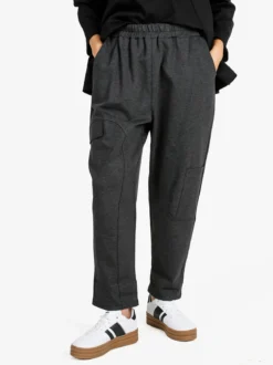 158c Pantaloni sportivi donna con cavallo basso - grigio scuro