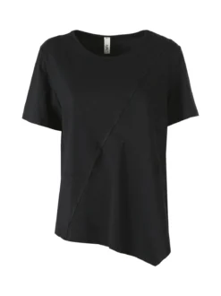 158c T-shirt donna oversize in cotone con taschino sul fondo - nero