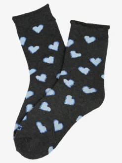 Dag Calze corte da donna in pile con cuori - grigio scuro