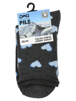 Dag Calze corte da donna in pile con cuori - grigio scuro