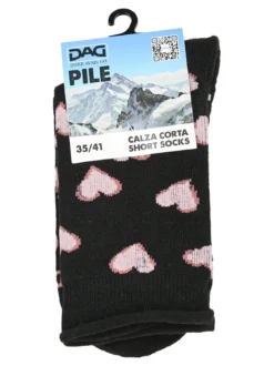 Dag Calze corte da donna in pile con cuori - nero