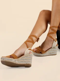 Dame Rose Sandali donna con zeppa con allacciatura alla schiava