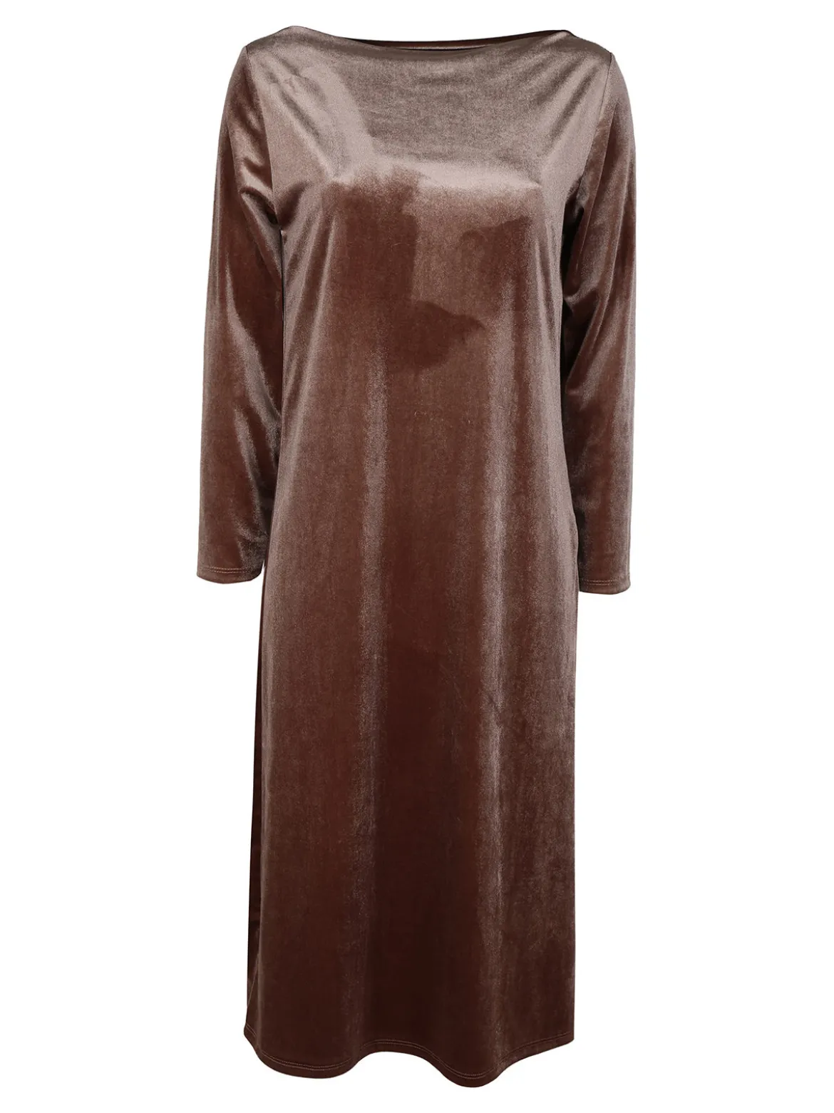 Daystar Abito lungo da donna in velluto con cintura
