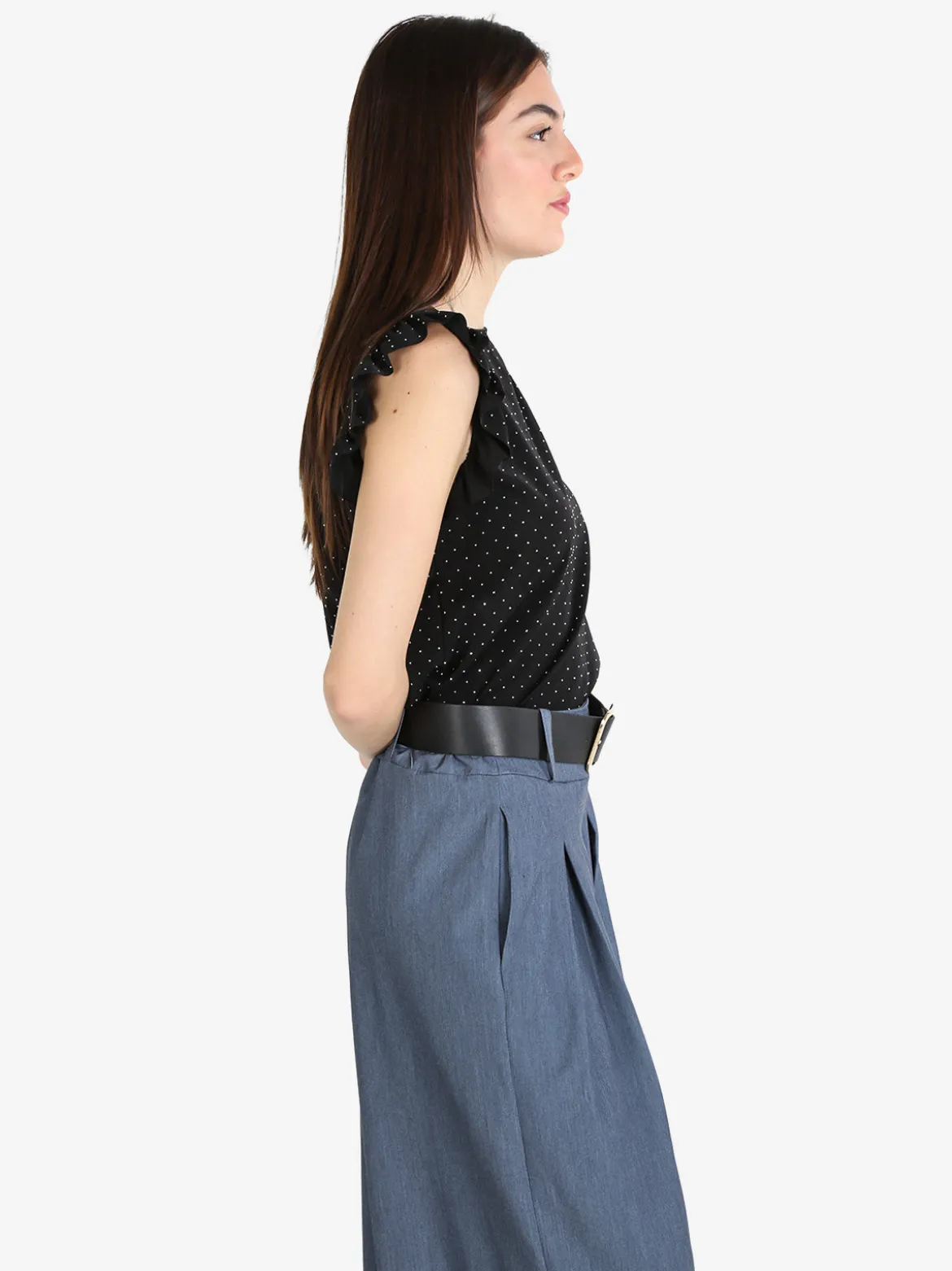 Daystar Blusa donna con strass e bottoni sulla schiena