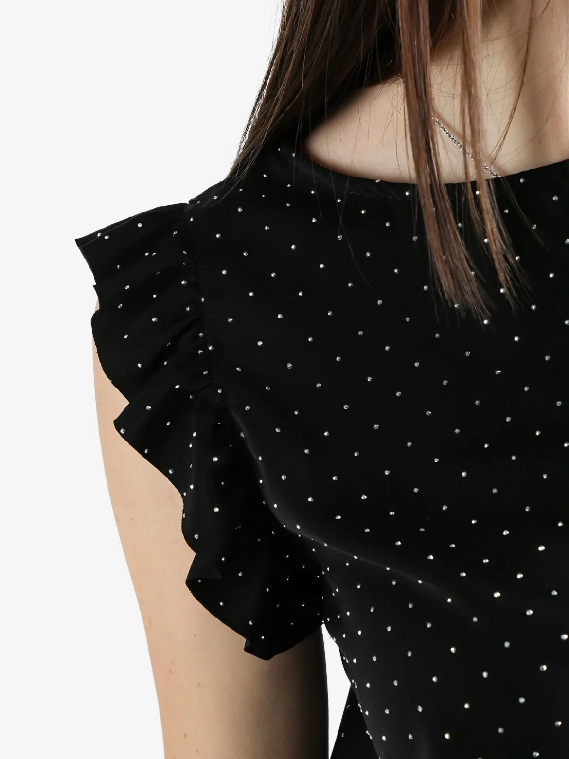 Daystar Blusa donna con strass e bottoni sulla schiena