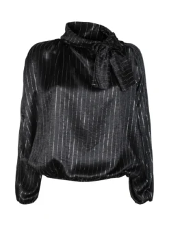 Daystar Camicetta donna a maniche lunghe con righe argento